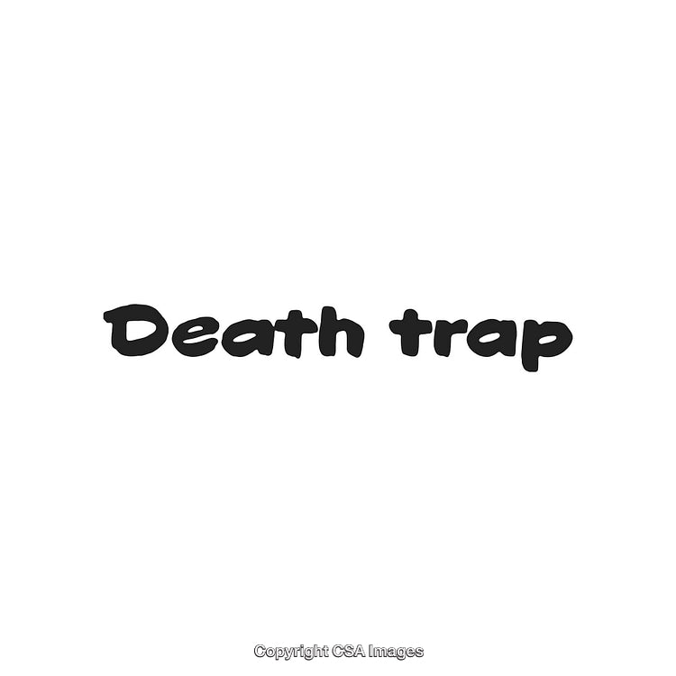 Black Stylized Death Trap Text Isolated on White Background