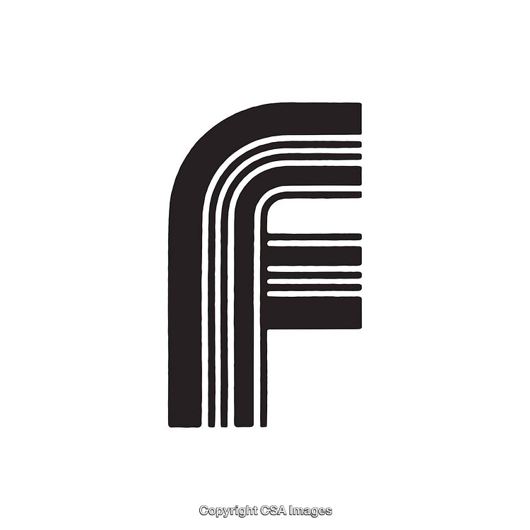 Stylized Monochrome Representation of the Letter F With Bold Artistic Design