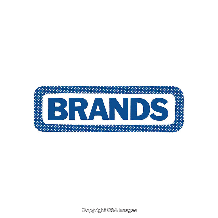 Blue Brands Logo Design with Polka Dot Border on White Background