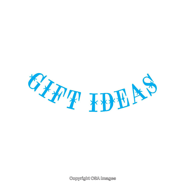 Blue Text Design Featuring the Words 'Gift Ideas' in Creative Font