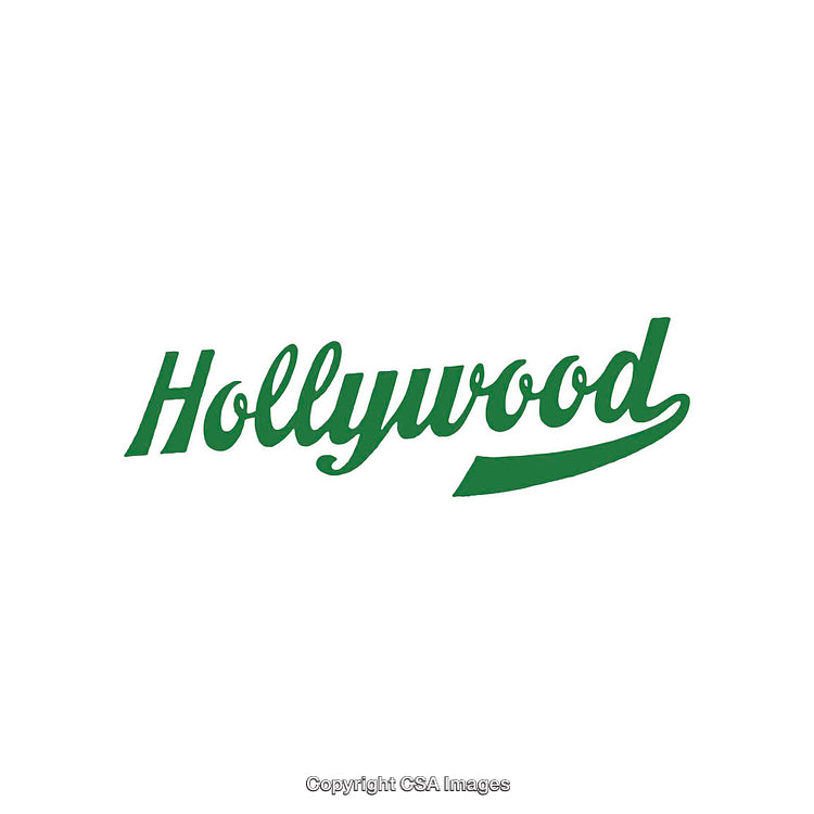 Hollywood Text Logo in Green Monochromatic Style on White Background