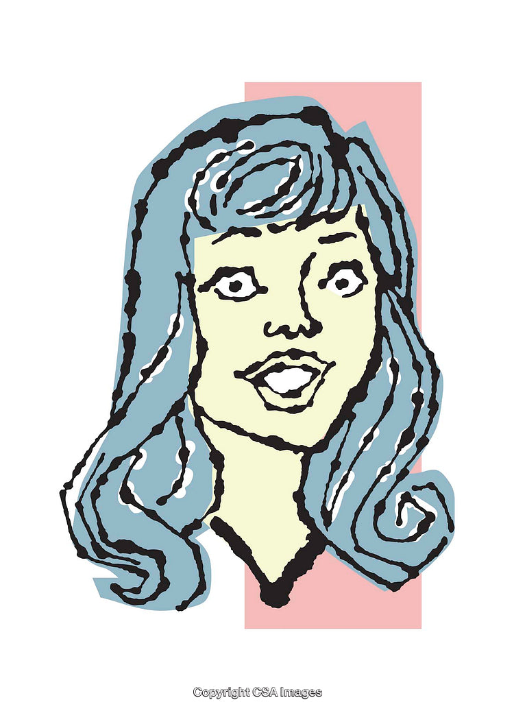Colorful Expressive Portrait Illustration of a Woman with Vibrant Hair