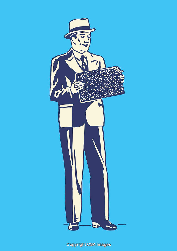 Retro Line Art Illustration of Businessman Reading a Book in Classic Style