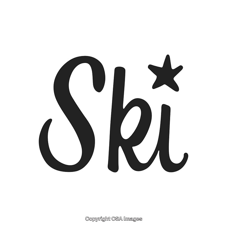 Ski Logo Design with Star Element and Bold Handwritten Style