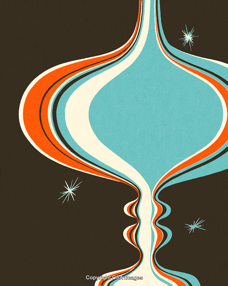 Abstract Retro Pop Art with Colorful Curved Lines and Starbursts