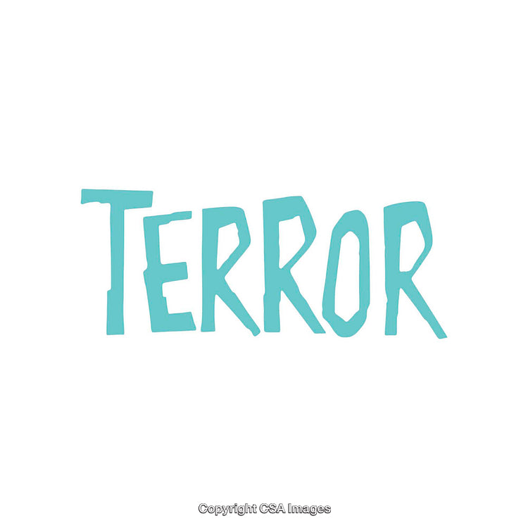 Bold Teal Typography Design Featuring the Word Terror on White Background