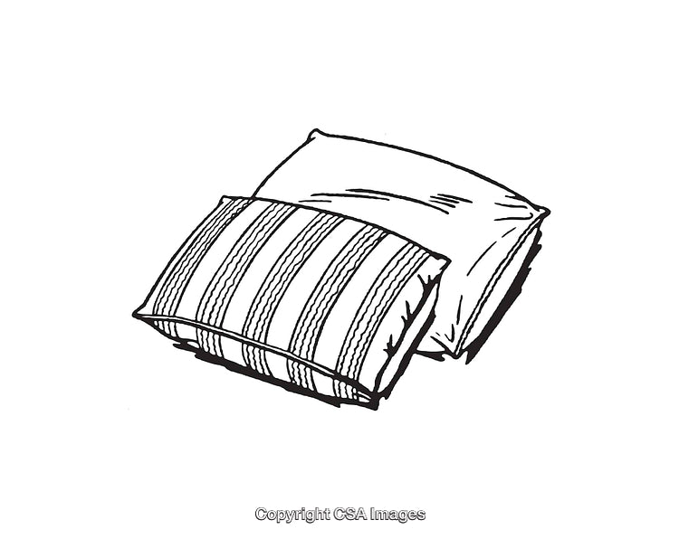 Black and White Illustration of Two Cushions With a Simple Design