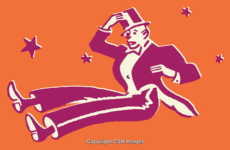 Colorful Illustration of a Man in a Suit with Top Hat