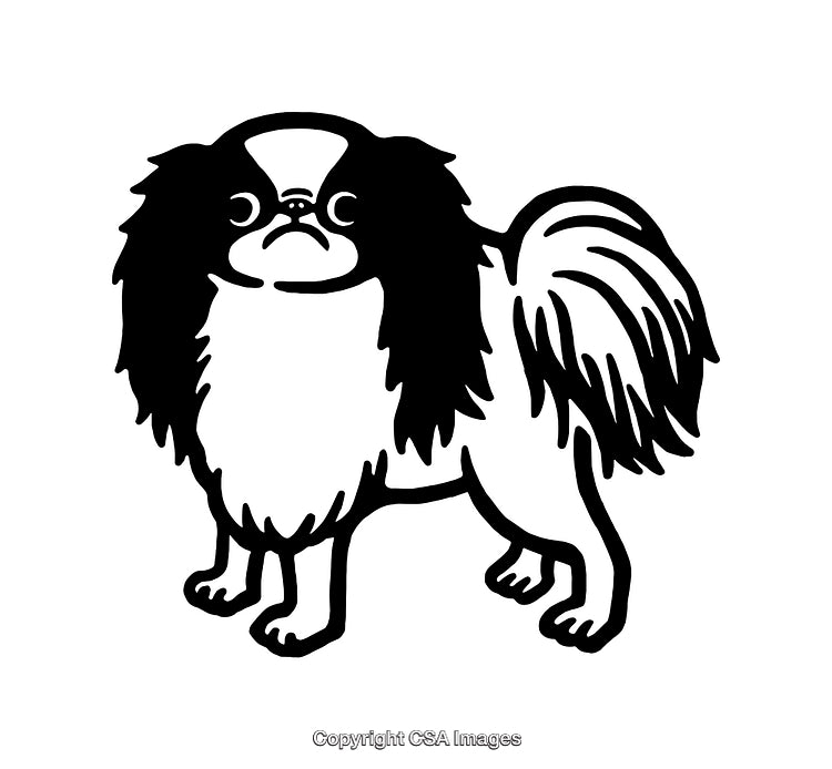 Black and White Line Art of Elegant Long-Haired Dog Illustration
