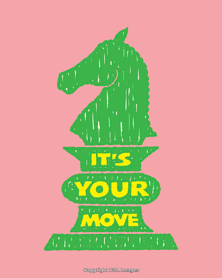 Chess Knight Illustration With Inspirational Message on Vibrant Pink Background