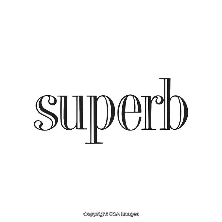 Stylish Typography Displaying the Word Superb in Elegant Black Curved Letters