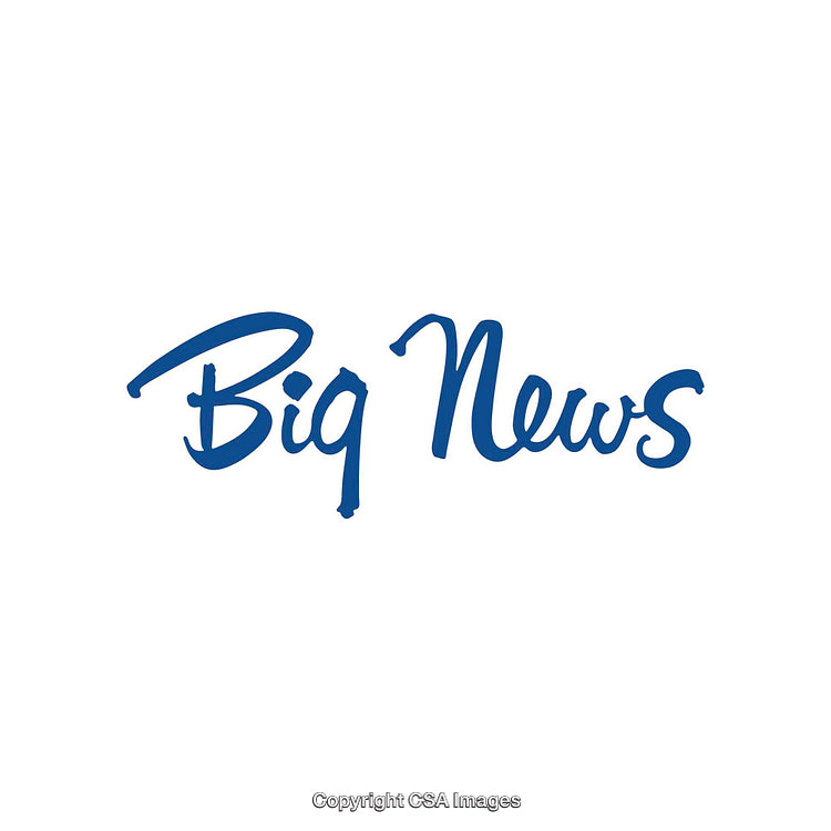 Stylish Blue Handwritten Text Reading Big News on White Background
