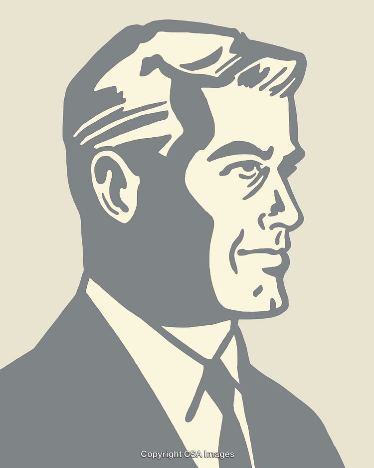 Retro Illustration of a Businessman in Classic Line Art Style