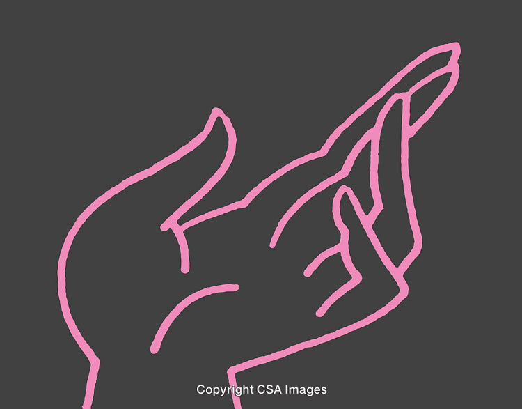 Pink Line Art of a Hand Drawing on Black Background