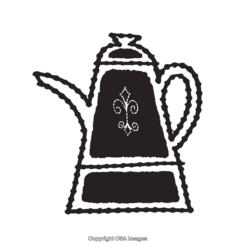 Black and White Illustration of a Stylish Teapot Design