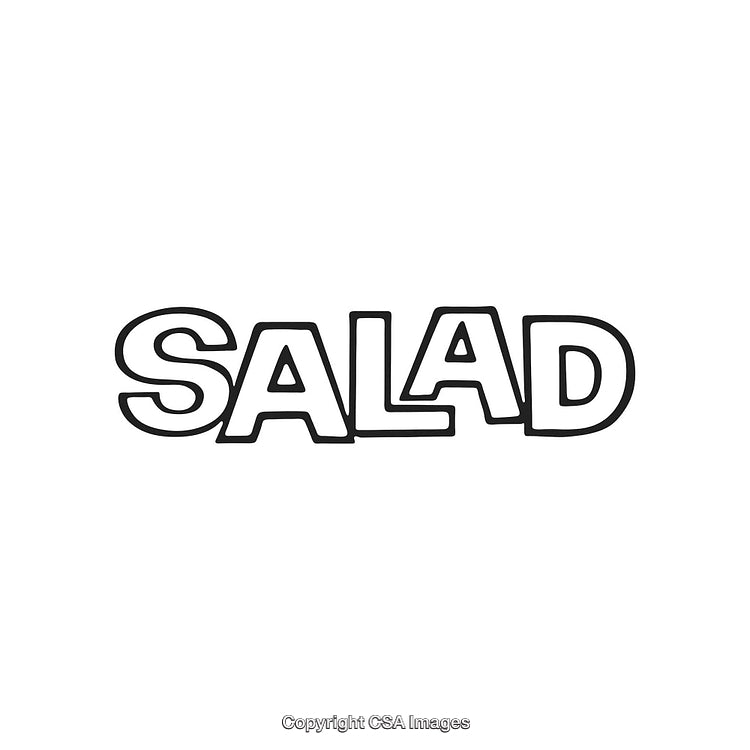 Black and White Illustration of the Word Salad in Bold Text