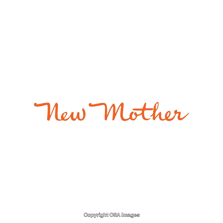 Elegant Typography Design Featuring 'New Mother' in Warm Orange Script