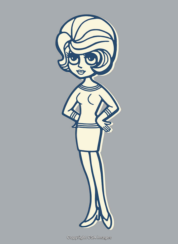 Retro Style Woman with Bouffant Hair in Minimalist Illustration Art