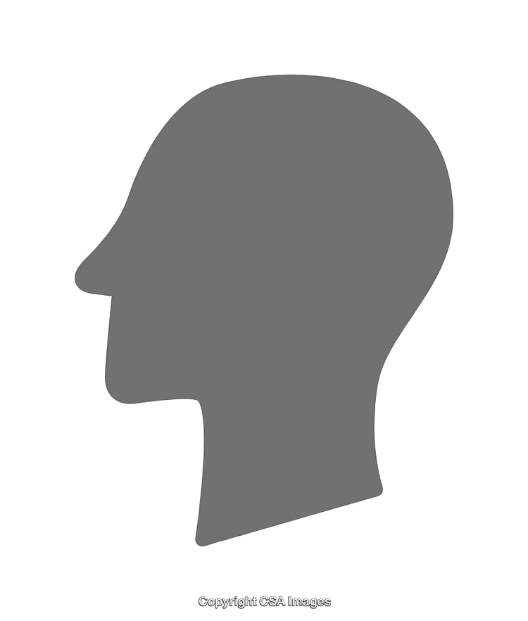 Gray Silhouette of Human Head in Profile View