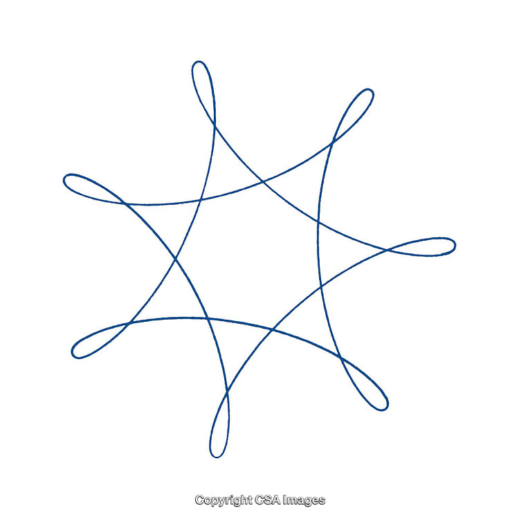Abstract Geometric Blue Star Pattern with Intertwining Loops on White Background