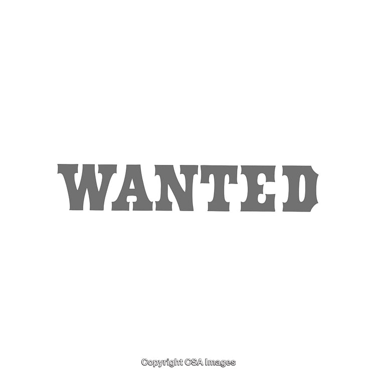Wanted Poster Style Word Design in Retro Western Typography on White