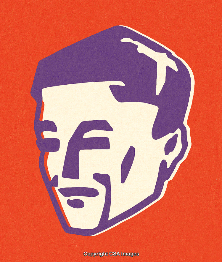 Abstract Vintage Pop Art Portrait Design with Bold Colors and Geometric Shapes