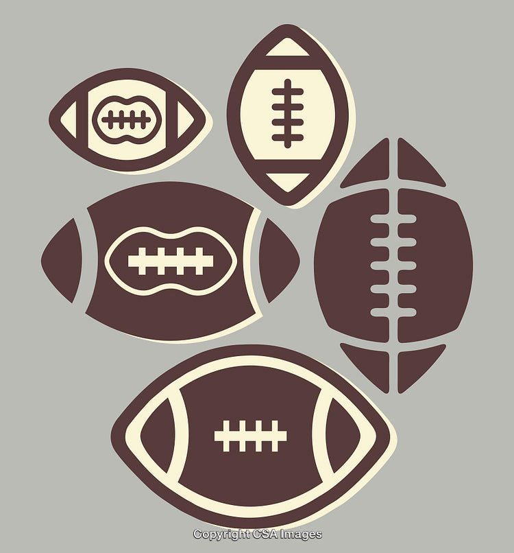 Retro-Styled Graphic Illustration Featuring Varied Football Icons