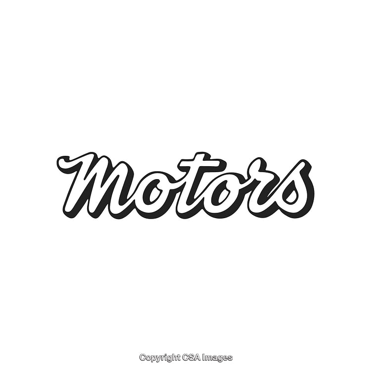 Stylized Script Logo Design Featuring the Word 'Motors' in Bold Black Font