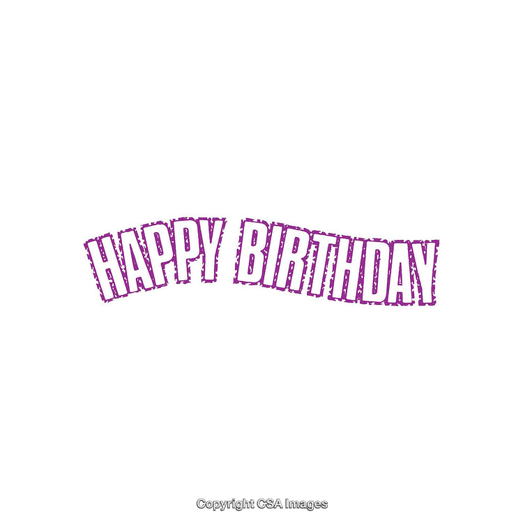 Purple Happy Birthday Text Design on White Background