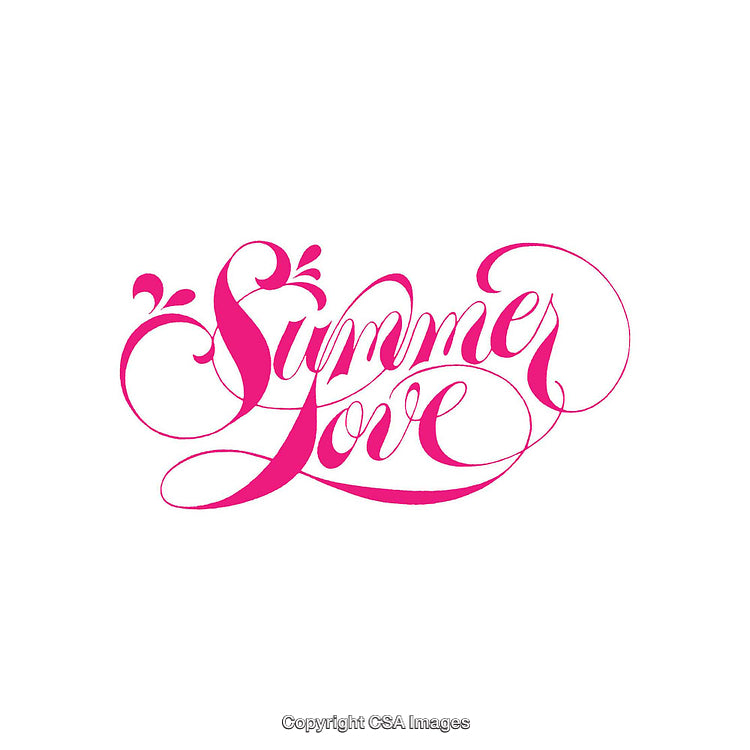 Elegant Pink Calligraphy Text Depicting the Phrase 'Summer Love'