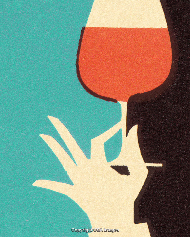 Abstract Illustration Depicting Wine Glass and Silhouette in Vibrant Colors