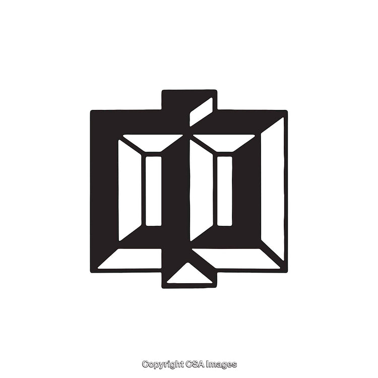 Modern Monochrome Graphic of a Geometric Greek-Inspired Phi Symbol