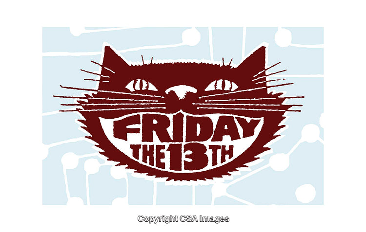 Friday the 13th Themed Cat Illustration in Bold Graphics