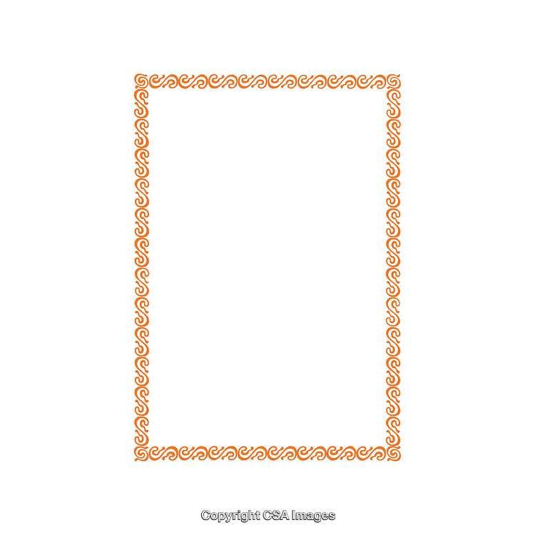 Simple Orange Decorative Frame with Elegant Pattern on White Background