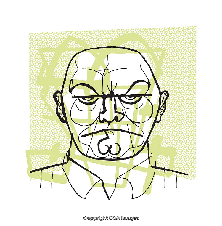 Abstract Line Art Drawing of a Stern Expression on Bold Artwork