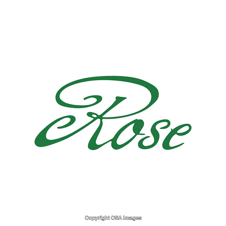 Simple Green Calligraphic Rose Text on White Background