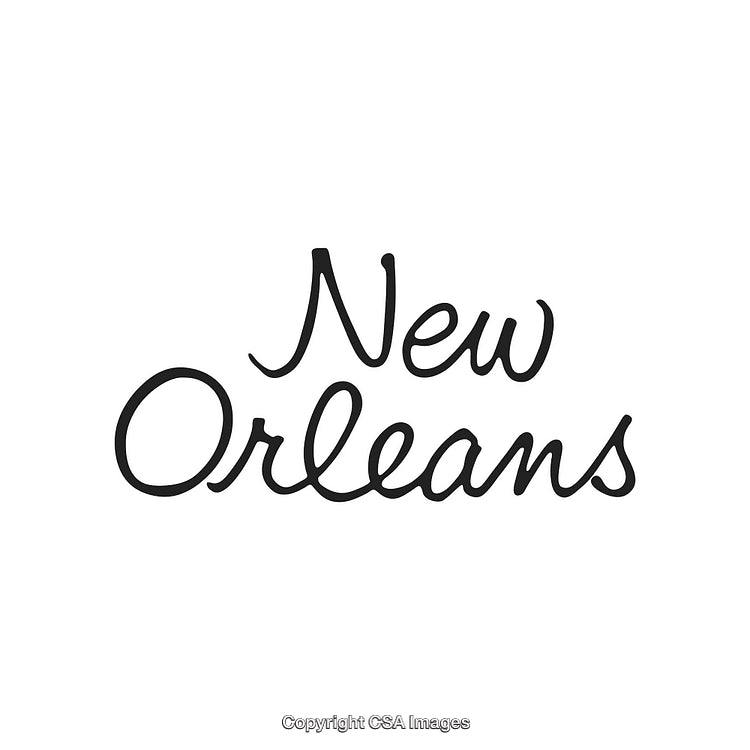 Calligraphic Handwritten Text of New Orleans on a White Background
