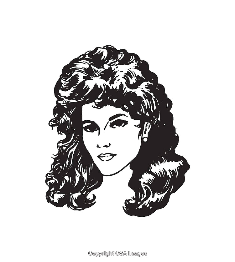 Detailed Black and White Illustration of a Woman With Elegant Hairstyle