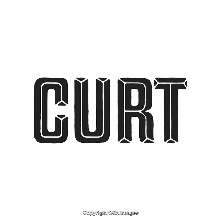 Curt Stylized Text in Bold Black Letters on White Background