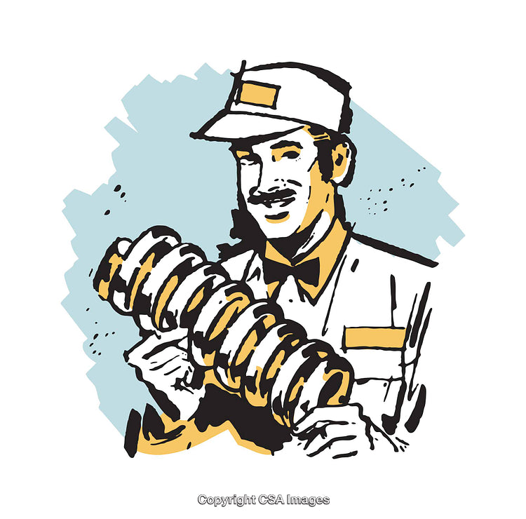 Vintage Illustration of a Proud Worker Holding an Object