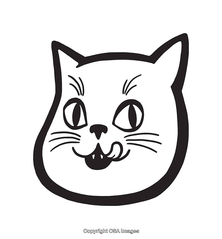 Illustration of a Playful Cat in Stylized Black and White Line Art
