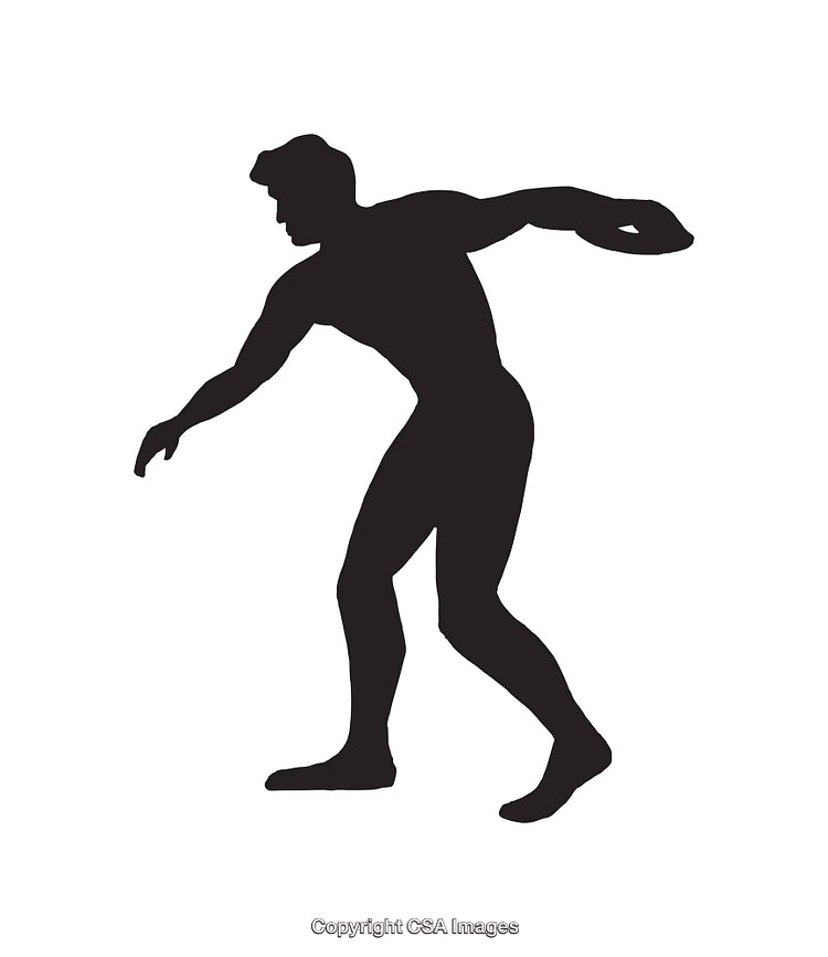 Silhouette of Athlete Posing in Classical Discus Throw Stance