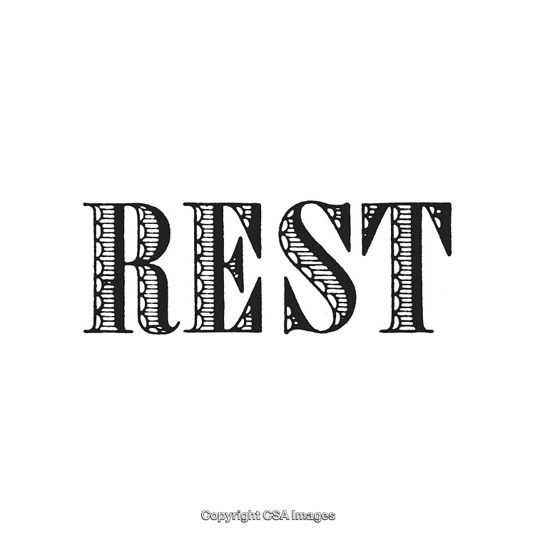 Decorative Black and White Text Art Featuring the Word 'Rest'