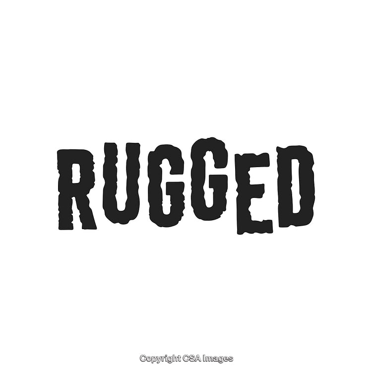 Rugged Bold Typography Text with Rough Textured Lettering in Black on White