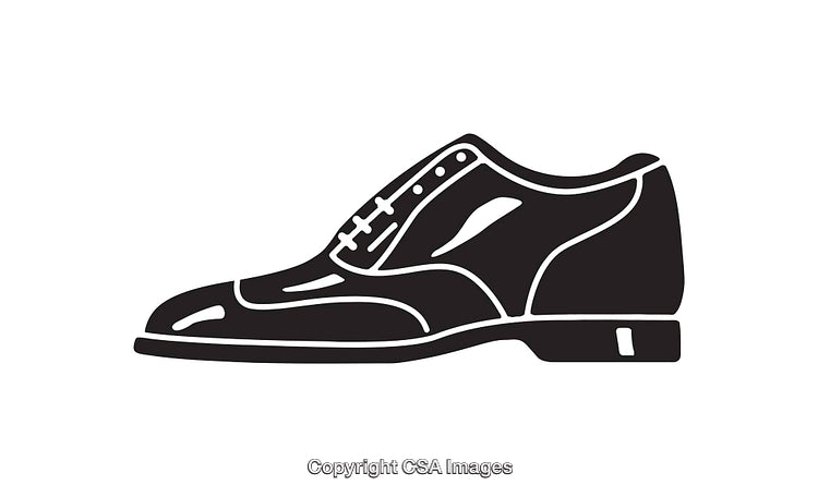 Black and White Icon Depicting a Classic Formal Shoe Design