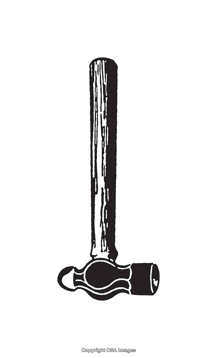 Black and White Line Art of a Hammer Illustration for Construction Design