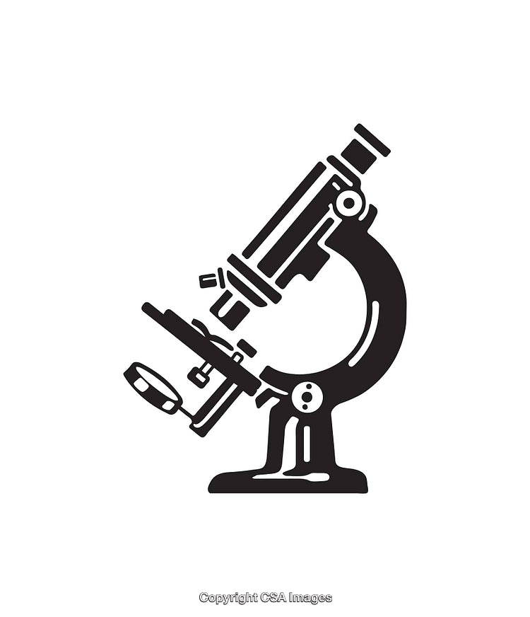 Black and White Icon of a Microscope for Scientific Illustration
