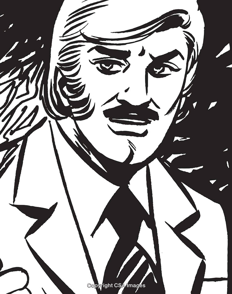 Stylized Black and White Illustration of a Businessman in Formal Attire