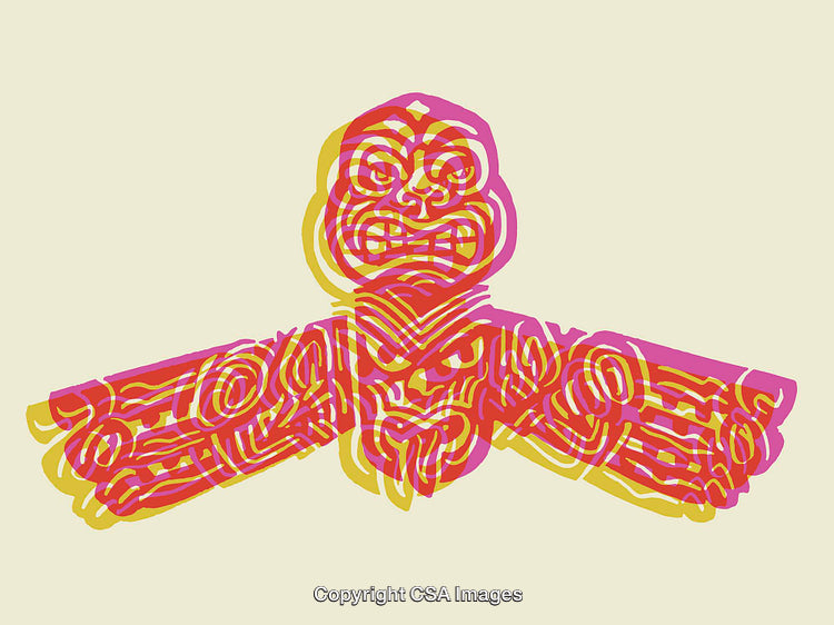 Vibrant Line Art Depicting Stylized Figure With Abstract Shapes