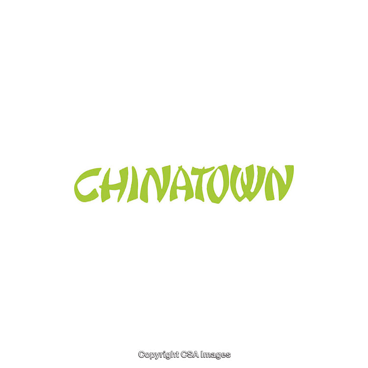 Green Typography Design Featuring the Word Chinatown on White Background